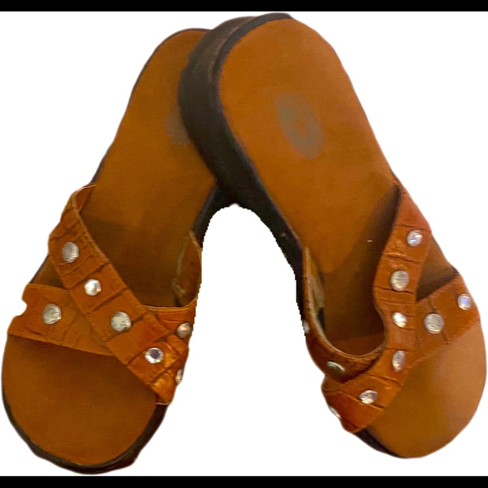 Roper Women's Chunk Wedge Sandals Brown Leather